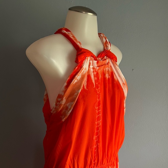 Gibson Latimer Broomstick Maxi Dress Orange Tie-Dye Size Medium - Picture 2 of 5